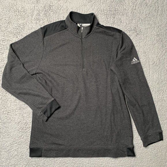 Adidas Team 1/4 Zip Pullover Sweatshirt Gray Black Men's L Cotton Blend Warm - Picture 1 of 10